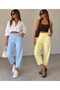 Light Yellow High Waist Ankle Length Carrot Cut Fabric Trousers Casual Stylish Office Pants - 6
