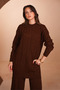 Women's Oversize Hair Braid Patterned Pants Hijab Knitwear Set 1135 Brown - 3