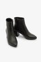 Women's Black Genuine Leather Boots Zippered Short Heeled Boots - 5