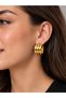 Women's Gold Color 3 Row Stainless Thick Hoop Earrings
