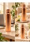Copper Flask 500-600 ml – Handmade Water Bottle with Patterned Leak-Proof Lid - 3