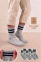 6 Pairs of Gray Unisex Striped Tennis College Socks - 5