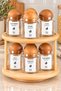 Set of 8 Spice Jars with Wooden Rotary Stand, Wooden Ball Cover and Label - 3