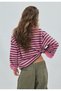 Pink Striped Three Thread Embroidery Detail Sweathirt - 4