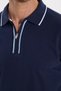 Men's slim fit 100% cotton long sleeve zip-up navy polo collar sweatshirt - 7