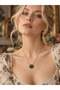 Minimal Bohemian Necklace for Women Dark Green - 4