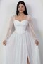 Sweetheart Neckline Long Sleeve Lace Dress Ecr5733 - 2