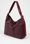 Burgundy Suede Women's Hobo Shoulder Bag with Double Front Pockets and Adjustable Strap - 3