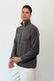 Men's Stand Collar Half Zipper Fleece Sweatshirt Anthracite - 6053