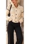 Women's Clothing New Season Design Button Silver Detailed Cream Color Cardigan - 2