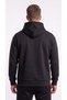 Men's Black Cold-Resistant Hooded 3-Yarn Sweatshirt with Side Pockets - 2