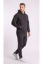 Men's Black Cold-Resistant Hooded 3-Yarn Sweatshirt with Side Pockets - 3