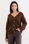 Buttoned V-Neck Oversize Knitwear Cardigan - 3