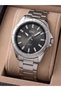 Men's Silver Metal Cord Black Dial 5 Bar Wristwatch with 2 Year Warranty