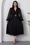 Double-Breasted Collar Glittery Tulle Dress GRS3590 - 8