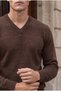 Parma V-Neck Men's Knit Sweater - Brown - 6