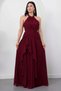 Halter Neck Skirt with Ruffle Shawl Detail Chiffon Dress Eli̇6110 - 4
