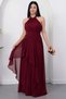 Halter Neck Skirt with Ruffle Shawl Detail Chiffon Dress Eli̇6110 - 3