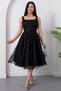 Square Neck Sequined Lace Dress with Gloplu Bal165 - 5