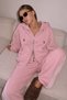 Women's Oversized Tracksuit Set Pink – Hooded Zippers, Striped Detail , Lace-Up Waist, Wide Legs - 3