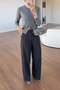 Smoked Pleated Wide-Leg Fabric Trousers - 2