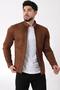 Sleeve Detail Judge Collar Suede Seasonal Coat BL 1710-60286 - 2