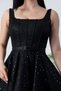 Square Neck Sequined Lace Dress with Gloplu Bal165 - 2