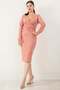 Suede double-breasted collar belted dress 13407 - 8