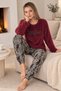 Women's Cotton Pajama Set / Claret Red 30169 - 2