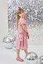 Pink Sequined Short Sleeve Girl's Dress-Siri - 3