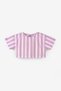Lilac Striped Short Sleeve Girls' Crop Skirt Two-Piece Set - Cora - 6