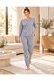 Women's Camisole Pajama Set Long Sleeve Stripe Pattern Modern Homewear Home Clothing 09-311
