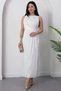 Square Neck Ruched Waist Slit Dress YZC25Y223 - 3