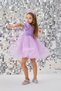 Lilac Beaded Sequin Short Sleeve Girls' Dress - Gloria - 3