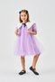 Lilac Pointed Collar Short Sleeve Girls Tulle Dress - Nicole - 2
