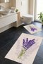 Lavender Patterned Non-Slip Base Bathroom Mat Set 60X90 and 60X40 - 5