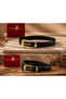 Bella Genuine Leather Gold Buckle Black Women's Belt - 6