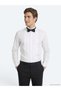 White Plain Slim Fit Double Cuff Tuxedo Shirt - 4