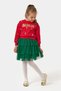 Red Christmas Themed Long Sleeve Girls' Two-Piece Set - Judy - 2
