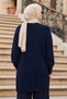 Bead Detailed Navy Blue Hijab Knitwear Sweater 10138L - 2