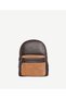 Leather Backpack with Shawl Print Pocket Detail