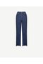 Regular Waist Tight Pipe Leg Denim Trousers with Slit Detail on the Leg - 5