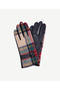 Plaid Fabric Leather Gloves