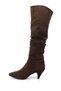 Women's Brown Suede Pointed Toe Bellows Thin Heeled Boots - 6