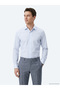 Light Blue Striped Regular Fit Long Woven Casual Cotton Blend Shirt - 2