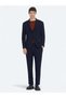 Navy Blue Striped Modern Fit Knitted Suit - 2