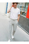 Gray Striped Woven Jogging Fit Casual Linen Blend Trousers - 2