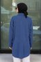 Ribbed Indigo Blue Hijab Knitwear Sweater Tunic 65903Im - 2