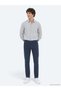 Navy Blue Plain Woven Slim Fit Sports Cotton Blend Trousers - 5