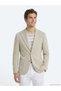 Beige Modern Fit Cotton Blend Knitted Jacket
